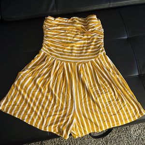 Mustard color and white short romper